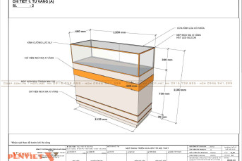 Mẫu tủ trang sức kích thước 1100 mm x 460 mm x 1200 mm
